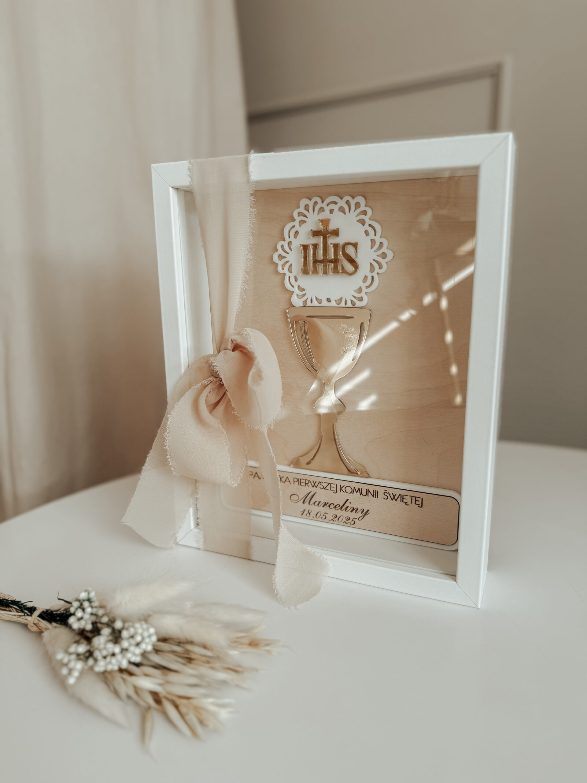 Pamiątka Komunii Świętej w ramce 3D wzór 1