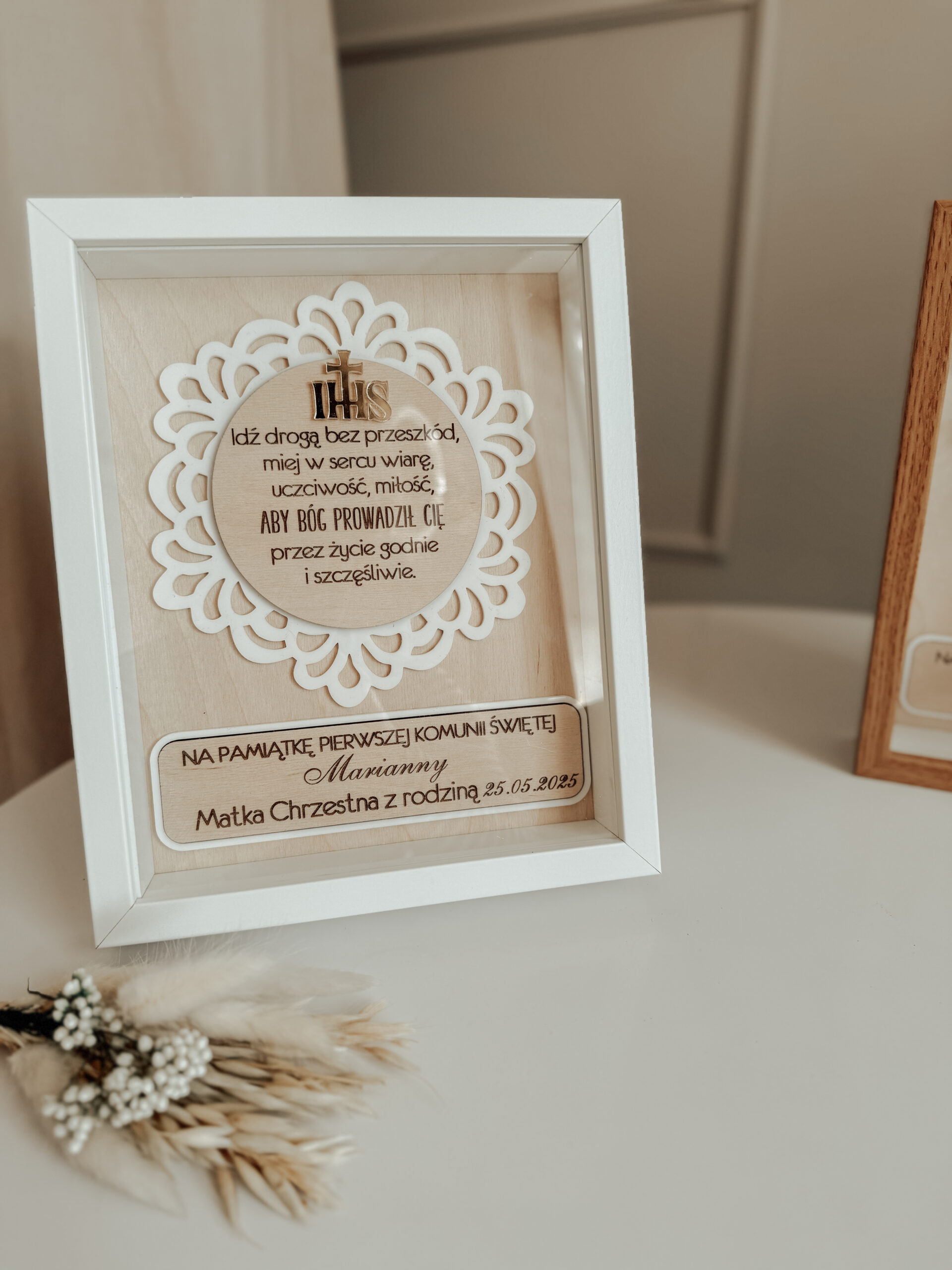 Pamiątka Komunii Świętej w ramce 3D wzór 3