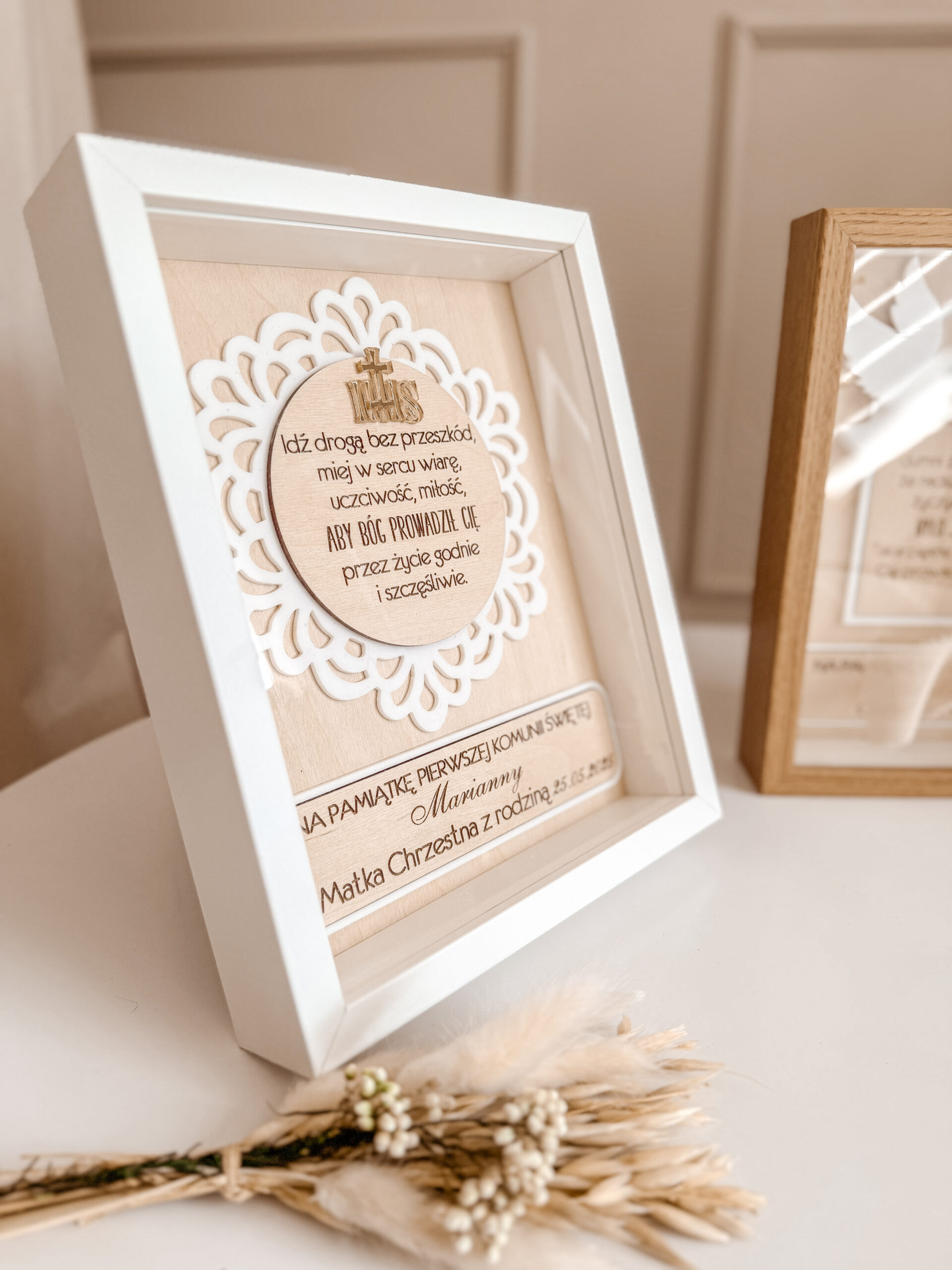 Pamiątka Komunii Świętej w ramce 3D wzór 3 - obrazek 3