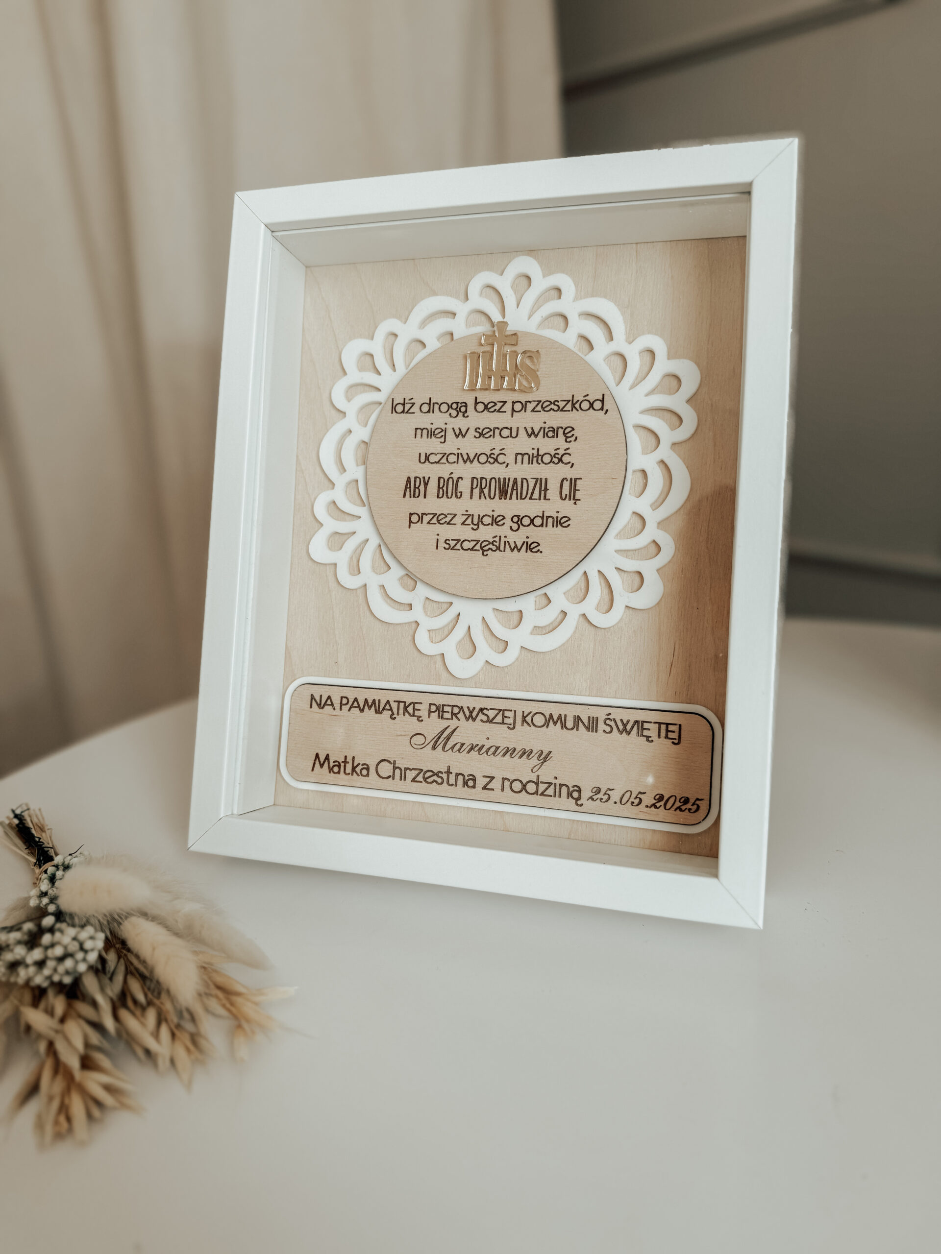 Pamiątka Komunii Świętej w ramce 3D wzór 3 - obrazek 4