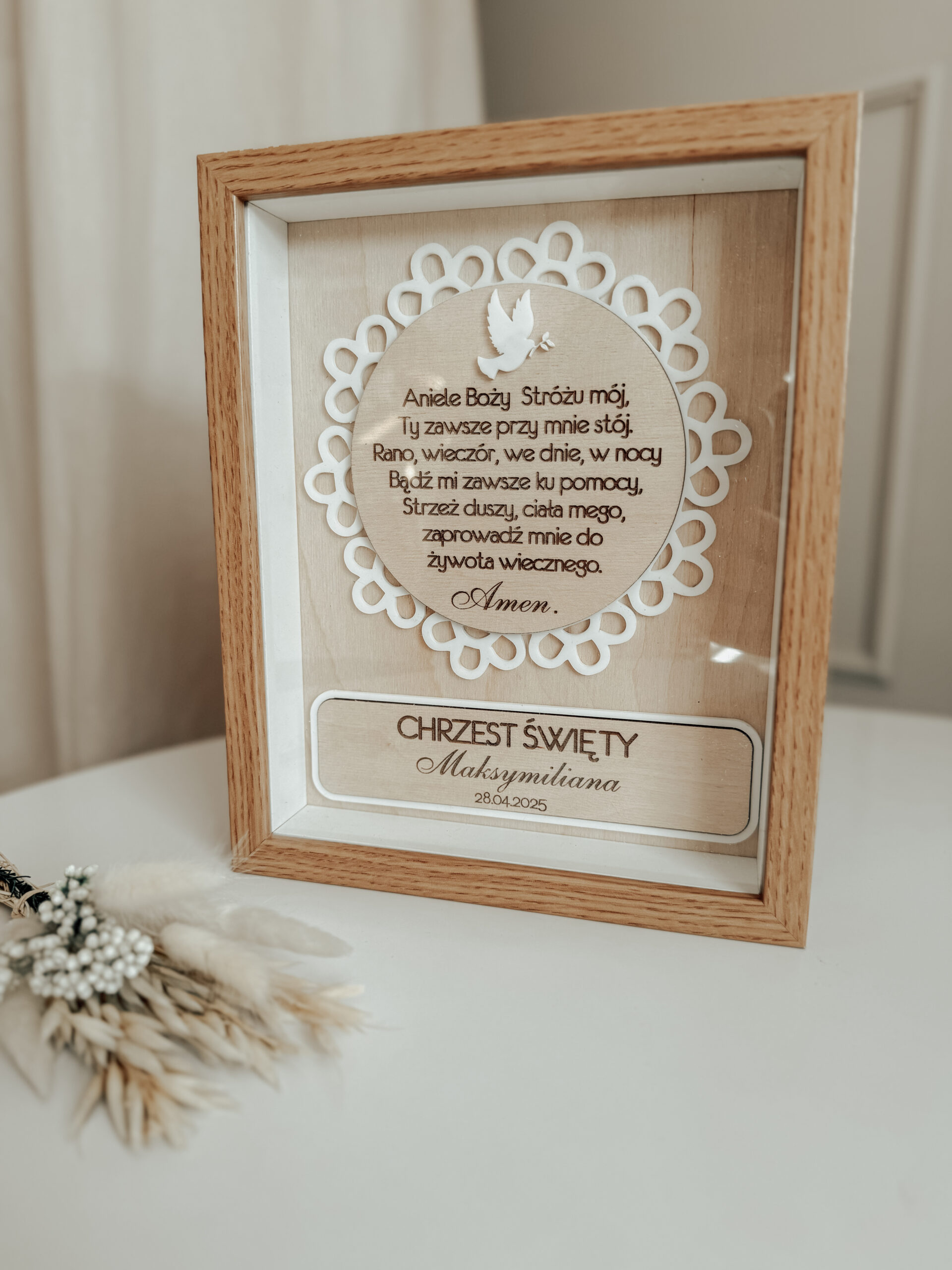 Pamiątka Chrztu Świętego w ramce 3D Wzór 1