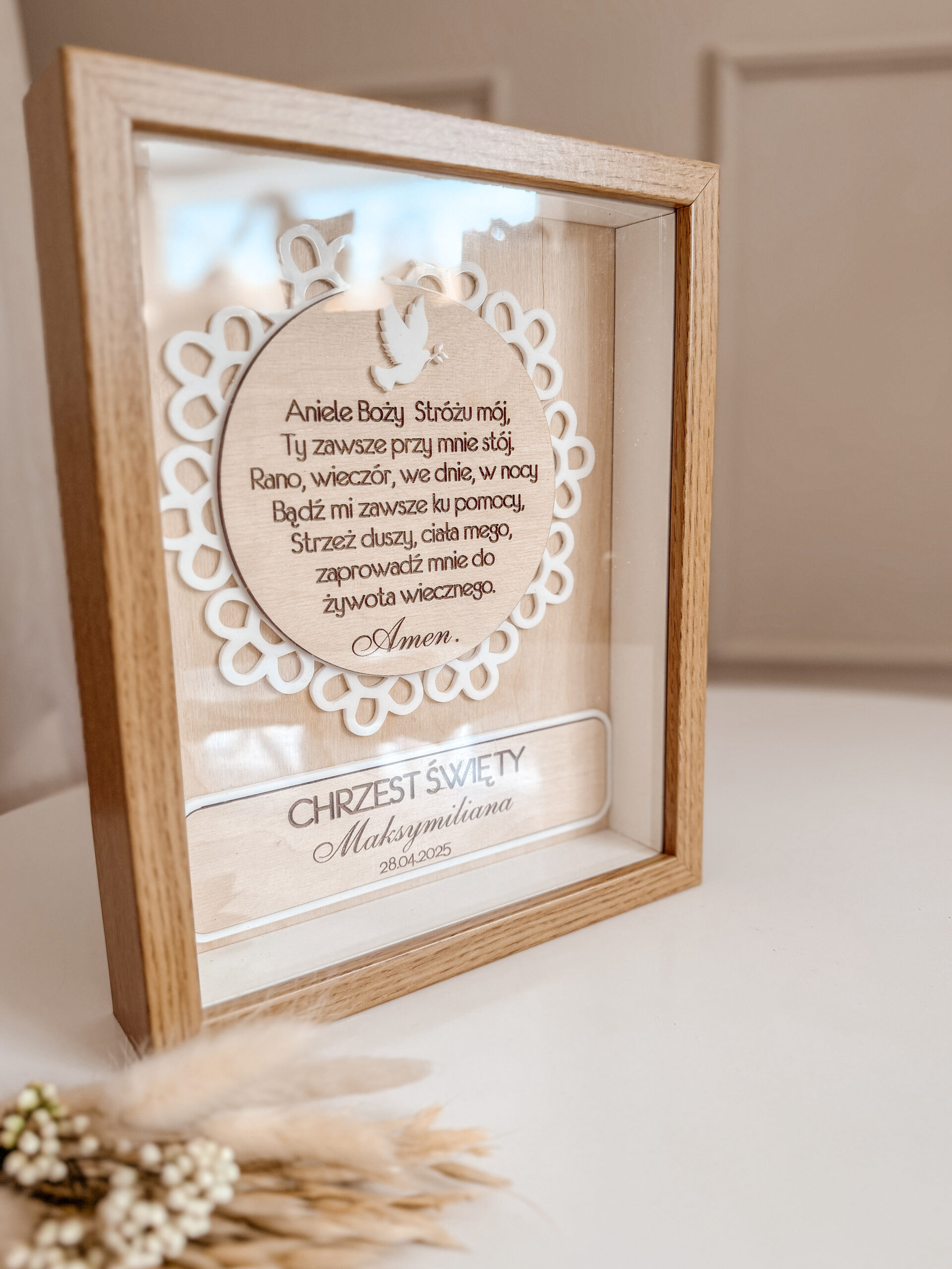 Pamiątka Chrztu Świętego w ramce 3D Wzór 1 - obrazek 2