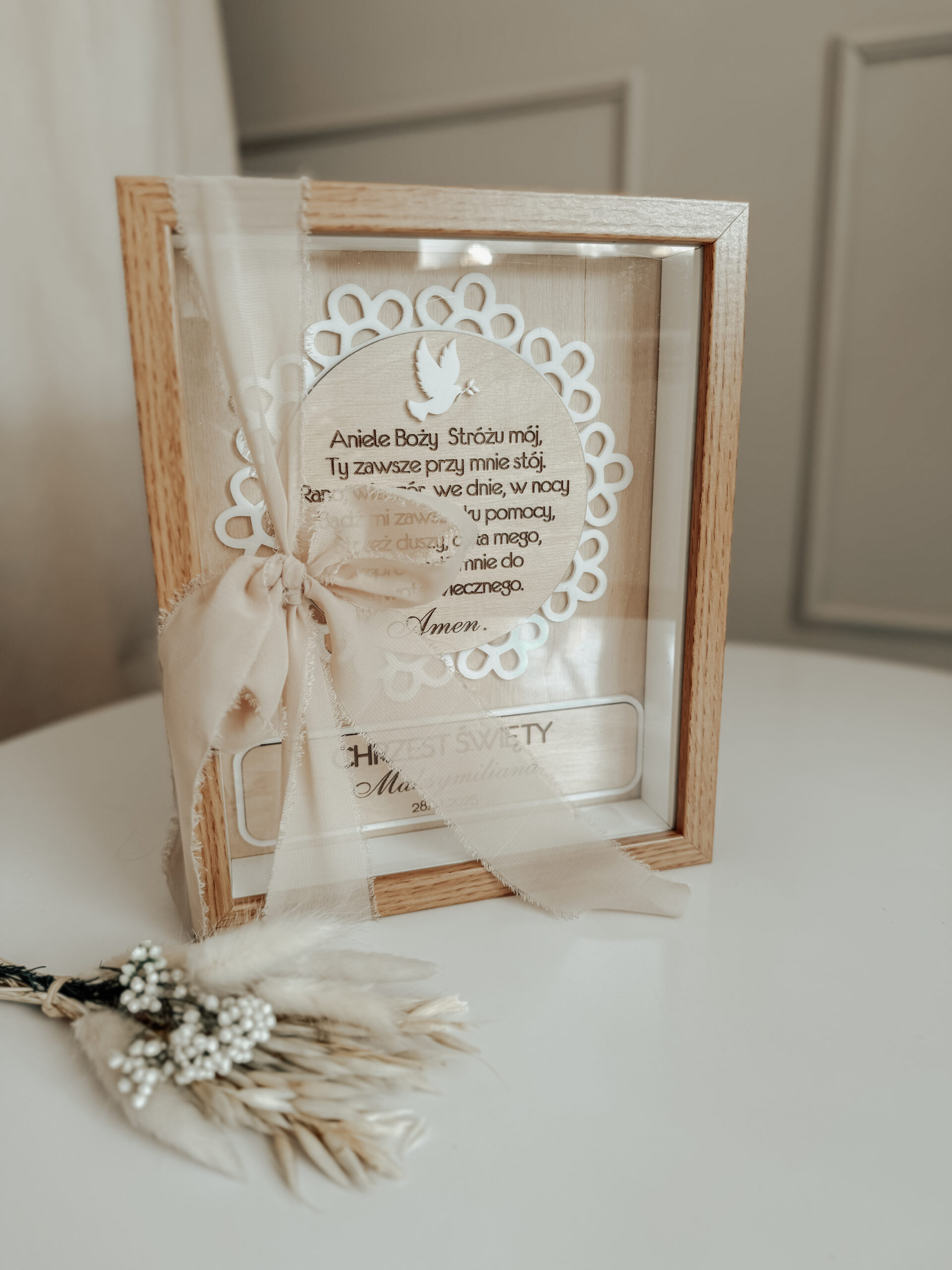 Pamiątka Chrztu Świętego w ramce 3D Wzór 1 - obrazek 3