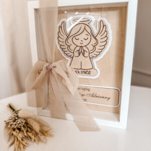 Pamiątka Chrztu Świętego w ramce 3D Wzór 3