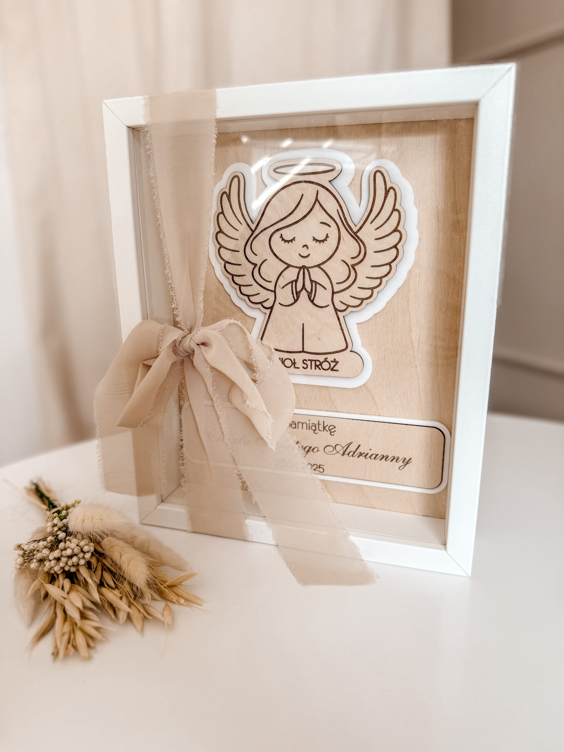 Pamiątka Chrztu Świętego w ramce 3D Wzór 3