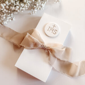 Pudełko prostokątne na Komunię Św. Wzór I (IHS okrągły)