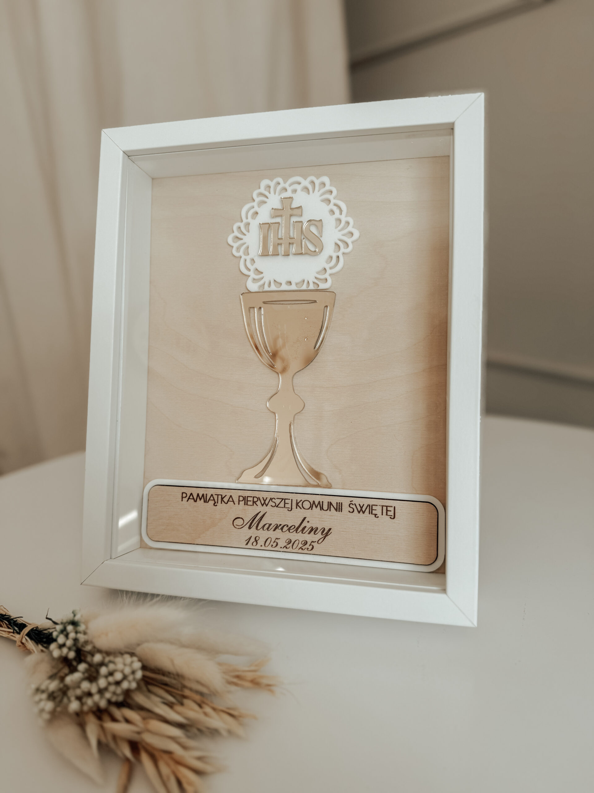 Pamiątka Komunii Świętej w ramce 3D wzór 1 - obrazek 2