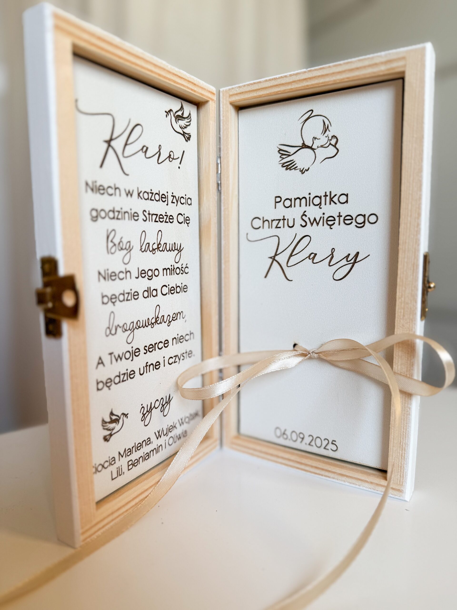 Pudełko z życzeniami na Chrzest Św.