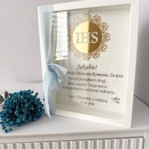Pamiątka Komunii Świętej w ramce 3D wzór 6