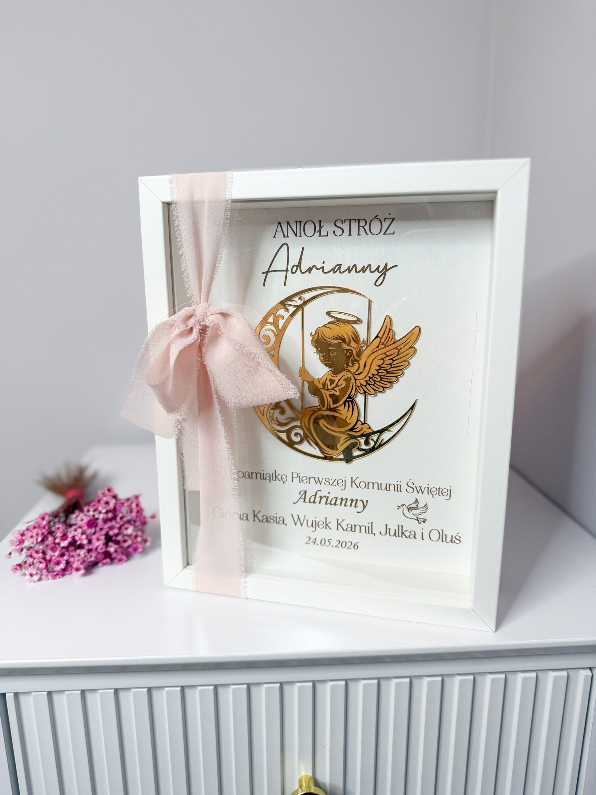 Pamiątka Komunii Świętej w ramce 3D wzór 4