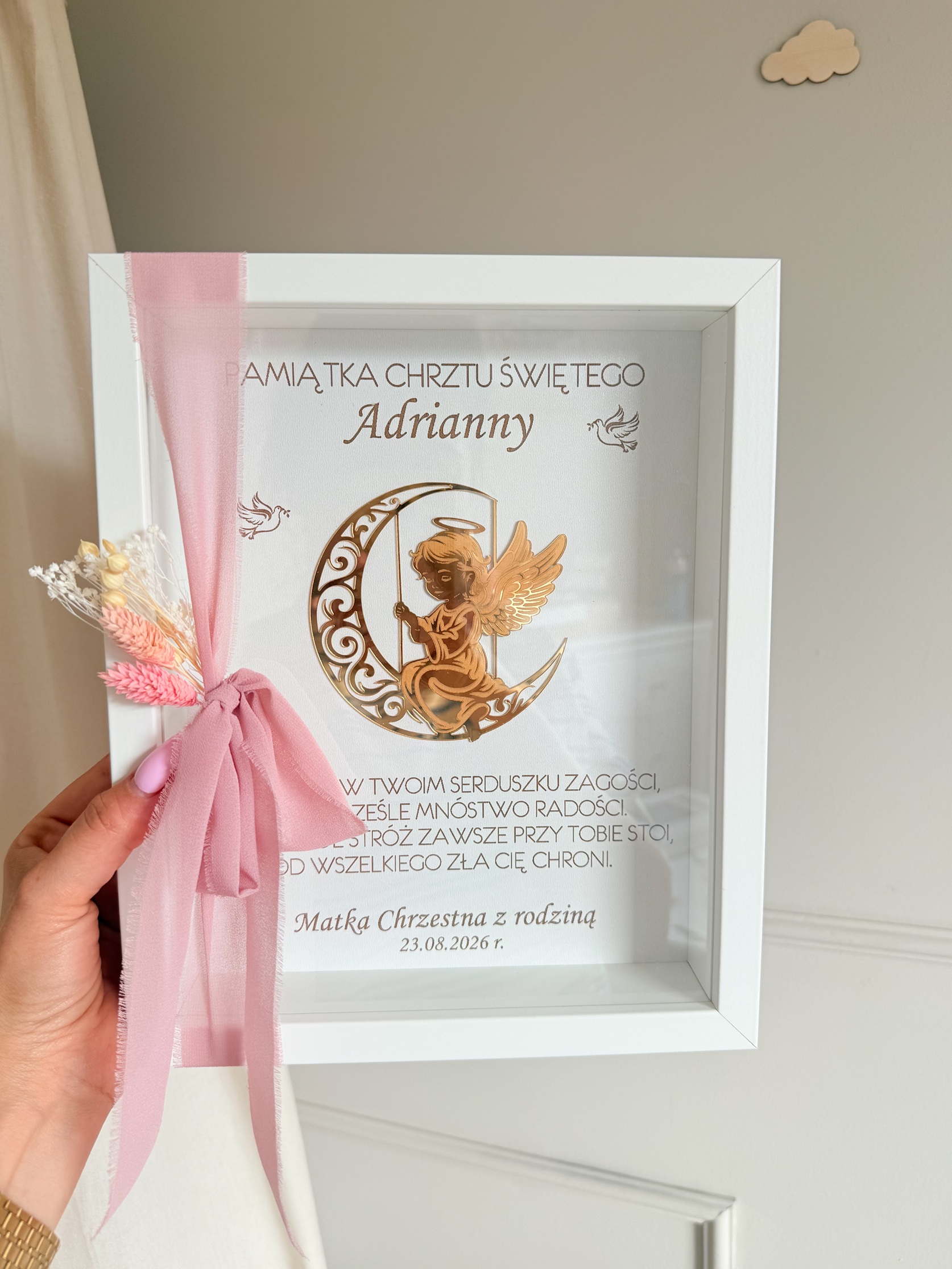 Pamiątka Chrztu Świętego w ramce 3D Wzór 4 - obrazek 3